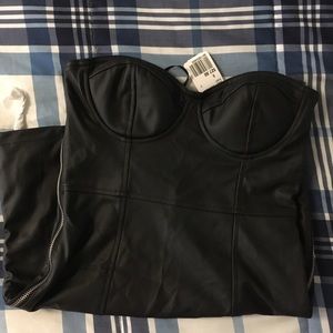 Faux leather strapless dress! 😊